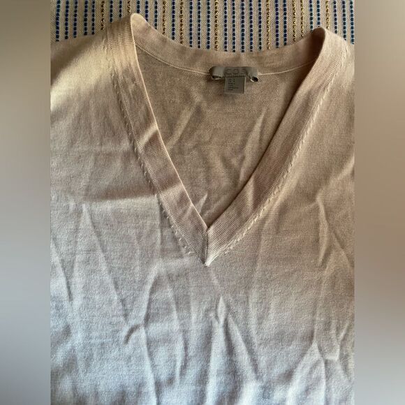 COS Sweater Dress Womens Size Small Beige Wool Silk  Pullover Buttons - Picture 7 of 14